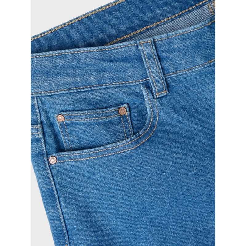LMTD Teces Denim Højtaljede Extra Brede Bukser - Medium Blue Denim