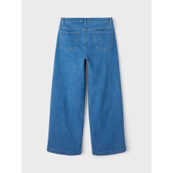 LMTD Teces Højtaljede Brede Bukser - Medium Blue Denim