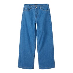 LMTD Teces Højtaljede Brede Bukser - Medium Blue Denim