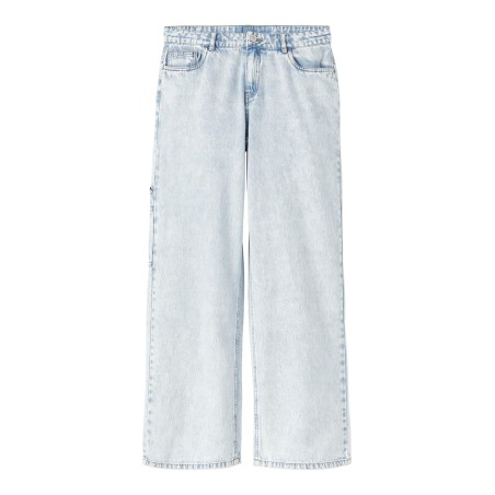LMTD Toneizza Denim Brede Cargo Bukser - Light Blue Denim