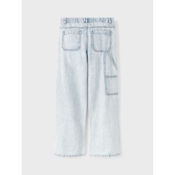 LMTD Toneizza Denim Brede Cargo Bukser - Light Blue Denim