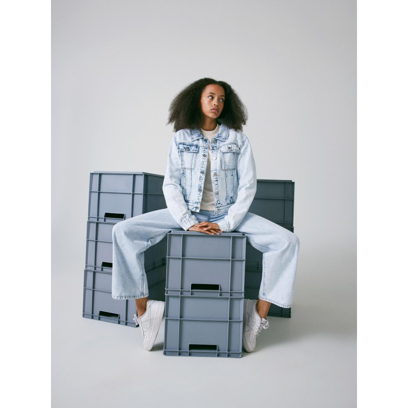 LMTD Toneizza Denim Brede Cargo Bukser - Light Blue Denim