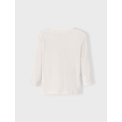 NAME IT Mini Veen Langærmet Top - White Alyssum