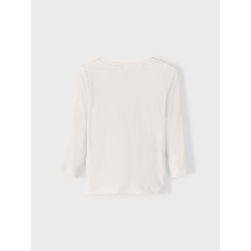 NAME IT Mini Veen Langærmet Top - White Alyssum