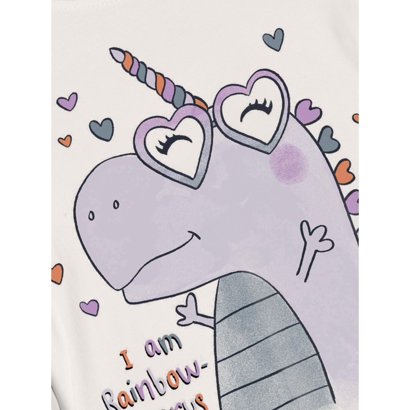 NAME IT Mini Veen Langærmet Top - White Alyssum