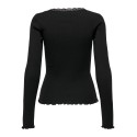 ONLY Xena Langærmet Rib Top Med Blonde - Sort