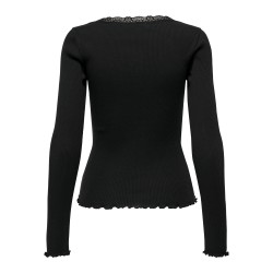 ONLY Xena Langærmet Rib Top Med Blonde - Sort