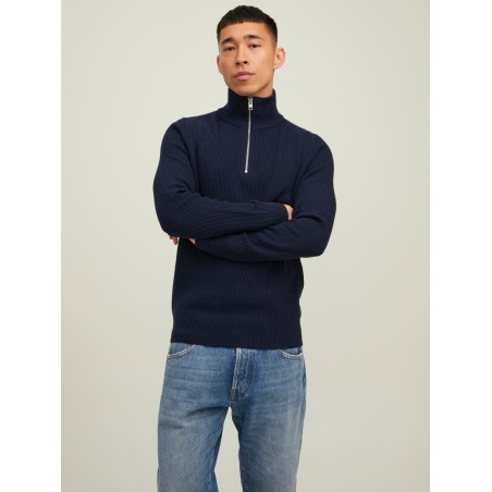 JACK & JONES Jprccperfect Knit Half Zip Sn - Maritime Blue