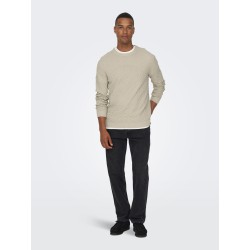 ONLY & SONS Kalle Struktur Strik Pullover - Silver Lining