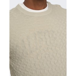 ONLY & SONS Kalle Struktur Strik Pullover - Silver Lining