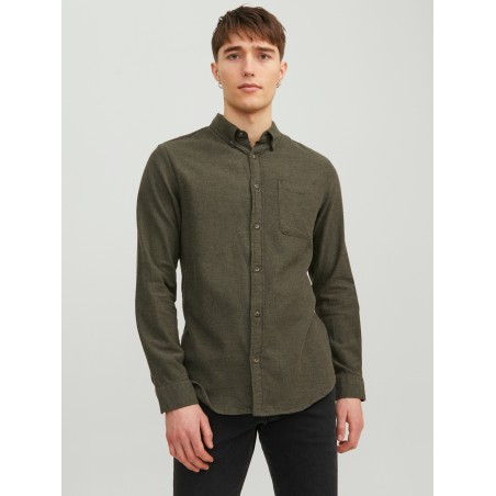 JACK & JONES Eclakortærmetic Melange Shirt Langærmet Sn - Rosin
