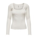 ONLY Xena Langærmet Rib Top Med Blonde - Cloud Dancer