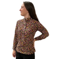 INVY Ember Bluse Med Kinakrave - Black/blomster
