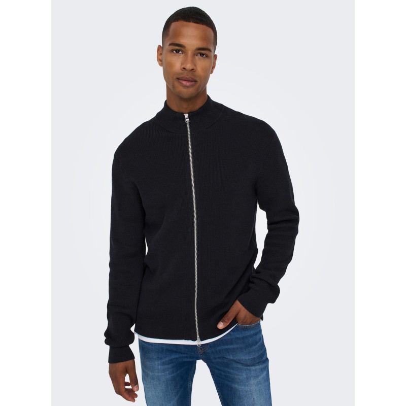 ONLY & SONS Phil Struktur Strik Cardigan - Dark Navy