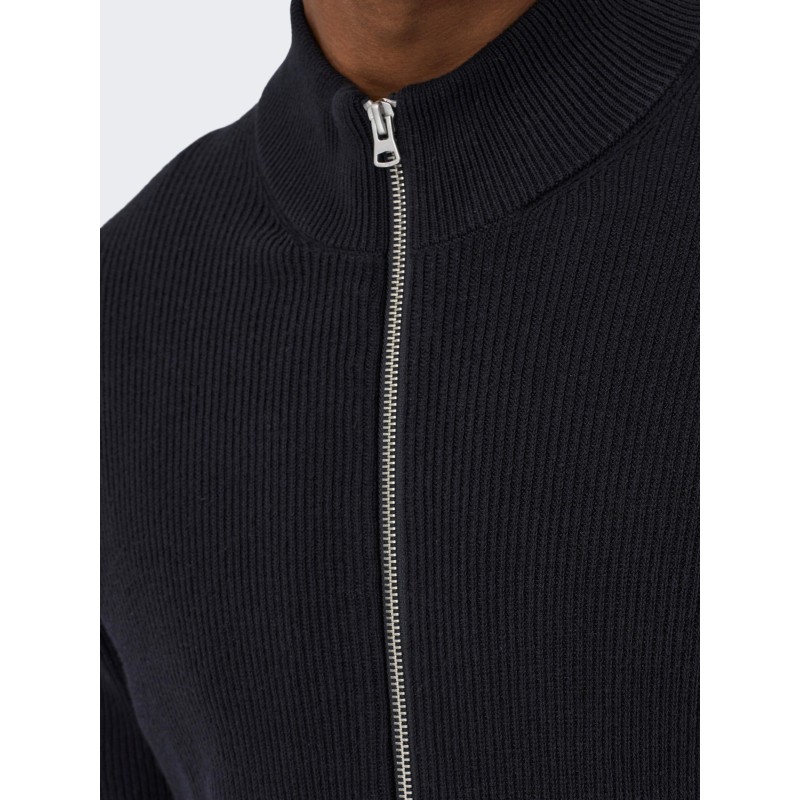 ONLY & SONS Phil Struktur Strik Cardigan - Dark Navy