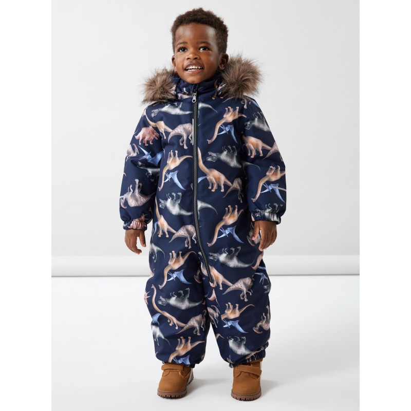 NAME IT Baby/Mini Snow10 Teknisk Flyverdragt Med Dino Print - Dark Sapphire