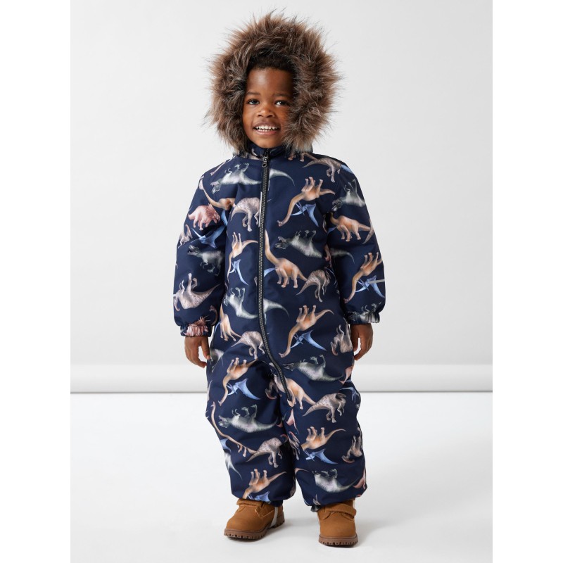 NAME IT Baby/Mini Snow10 Teknisk Flyverdragt Med Dino Print - Dark Sapphire