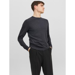 JACK & JONES Emil Crew Neck Pullover - Dark Grey Melange