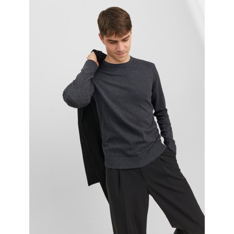 JACK & JONES Emil Crew Neck Pullover - Dark Grey Melange