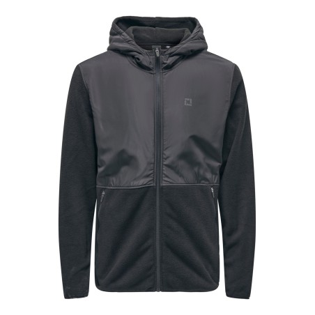 ONLY & SONS Onsnoah Reg Fleece Zip Hoodie Vd - Sort