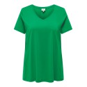 ONLY CARMAKOMA Bonnie Life S/S V-Neck A-Shape Tee - Green Bee