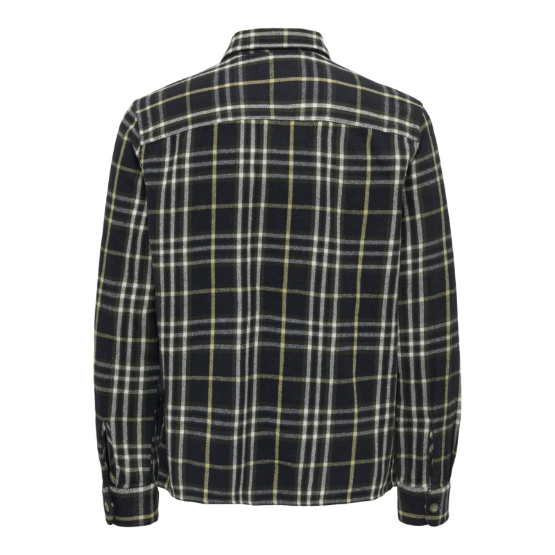 ONLY & SONS Onkortærmetcott Langærmet Check Flannel Overshirt 5629 - Sort
