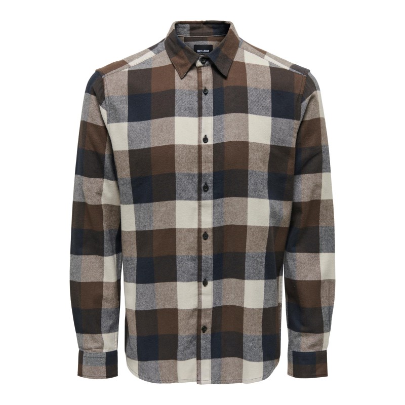 ONLY & SONS Gudmund L/S Ternet Skjorte - Hot Fudge