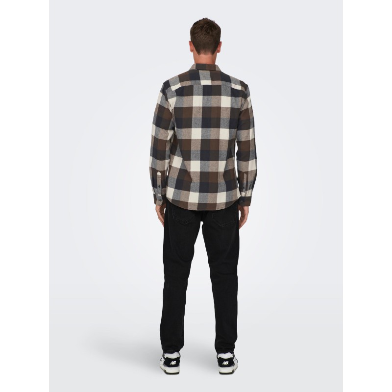 ONLY & SONS Gudmund L/S Ternet Skjorte - Hot Fudge
