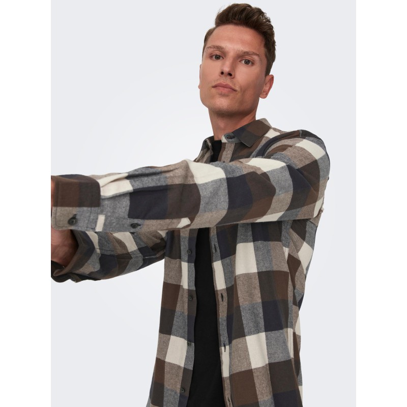 ONLY & SONS Gudmund L/S Ternet Skjorte - Hot Fudge