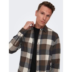 ONLY & SONS Gudmund L/S Ternet Skjorte - Hot Fudge