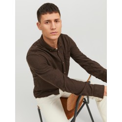 JACK & JONES Klassisk Melange Skjorte - Seal Brown