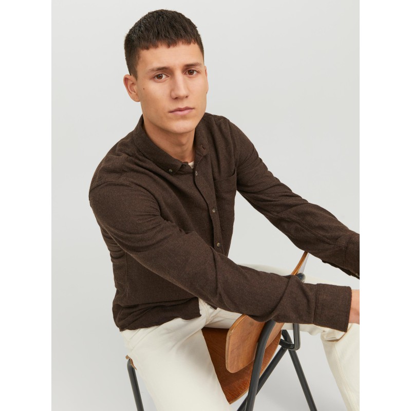 JACK & JONES Klassisk Melange Skjorte - Seal Brown