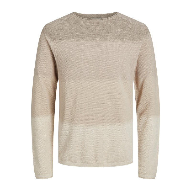 JACK & JONES Hill Strik Crew Hals - Oatmeal Gradient
