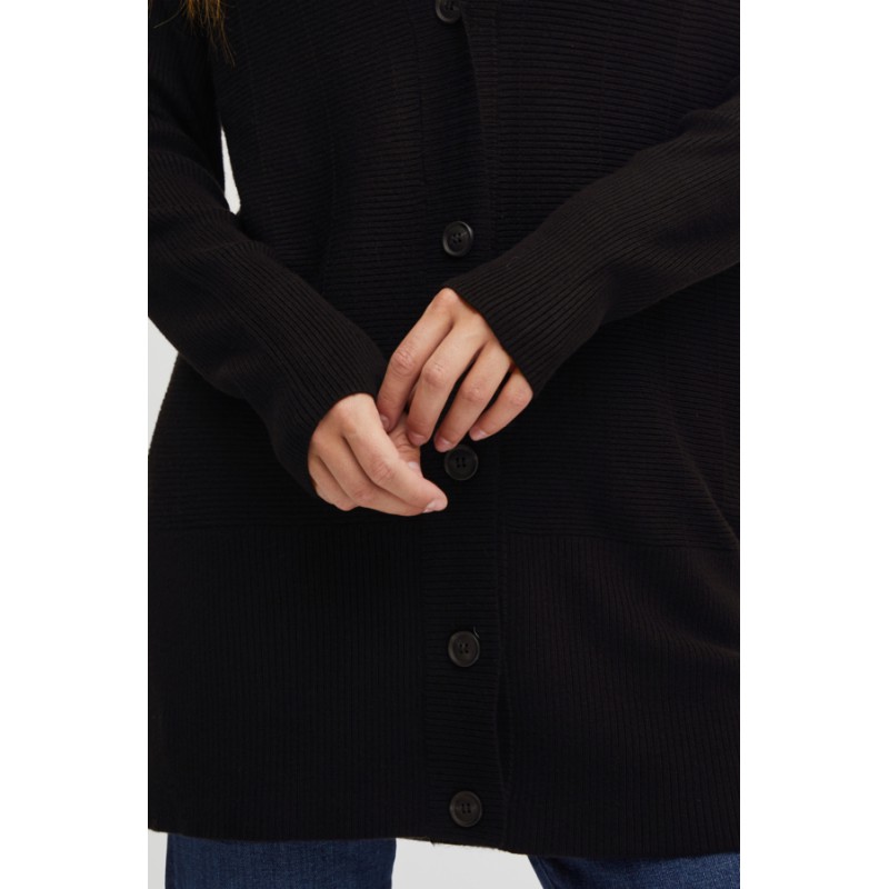 FRANSA Strik Cardigan Med Knapper - Sort