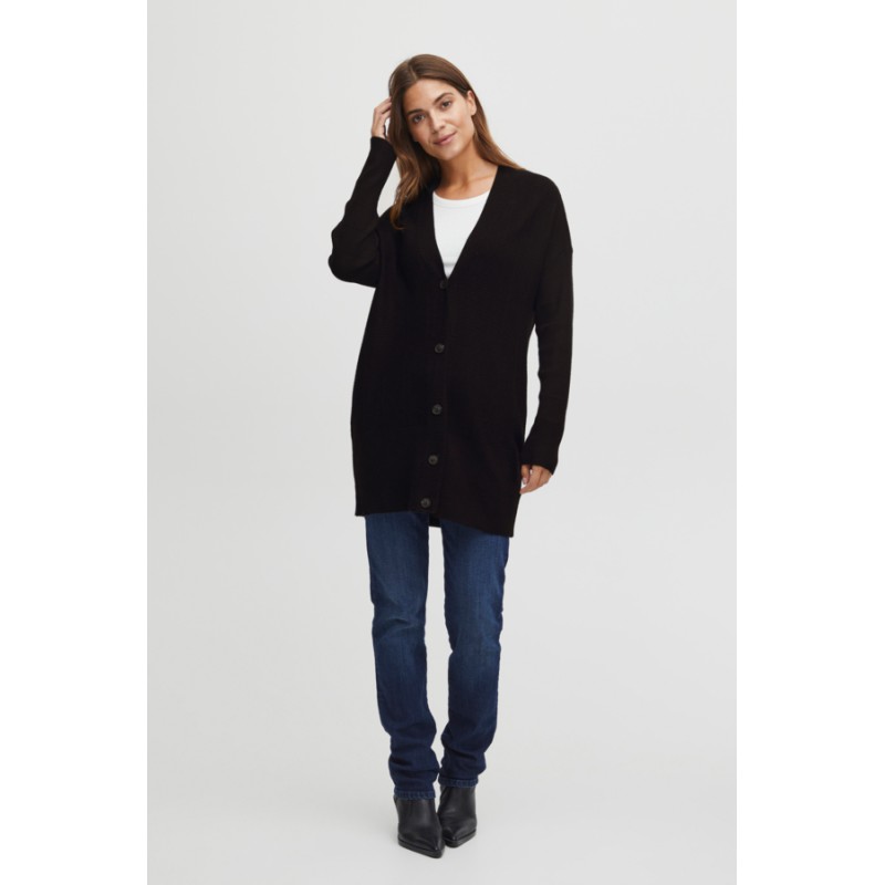 FRANSA Strik Cardigan Med Knapper - Sort