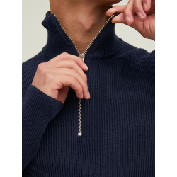 JACK & JONES Perfect Half Zip Strik - Maritime Blue