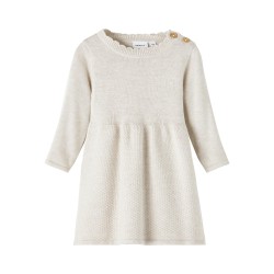 NAME IT Baby Solli L/S Strik Kjole - Peyote Melange