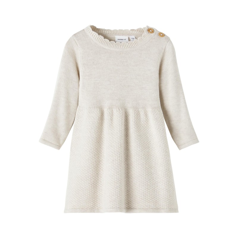 NAME IT Baby Solli L/S Strik Kjole - Peyote Melange