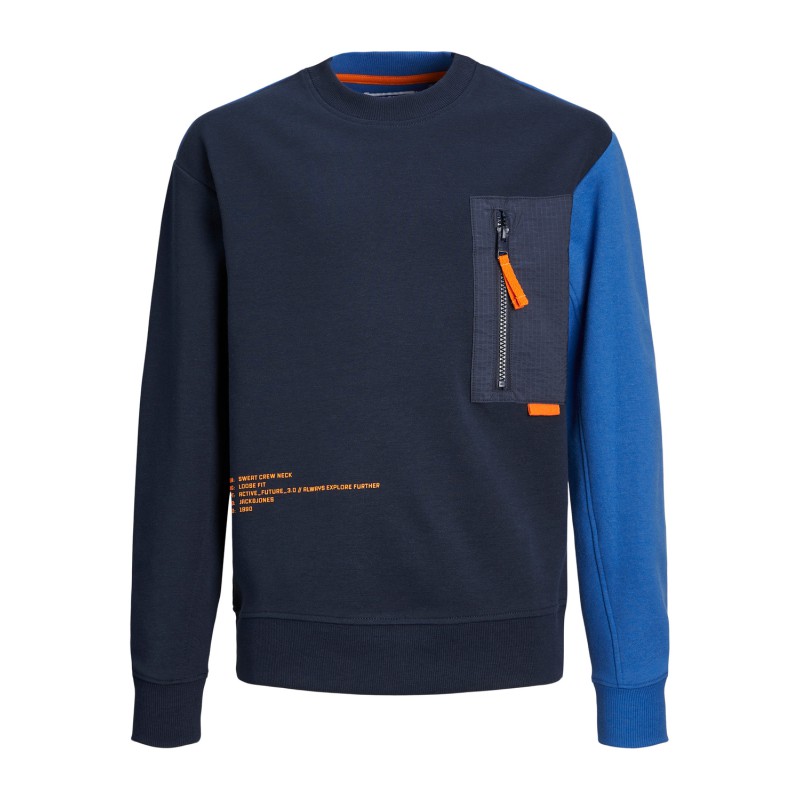 JACK & JONES JUNIOR Jcoactiv3 Block Sweat Crew Neck Os Junior - Navy Blazer