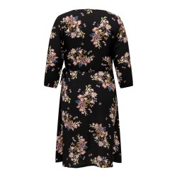 ONLY CARMAKOMA Lux Ellie Life Langærmet Wrap Kjole Aop - Sort