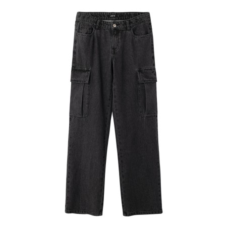 LMTD Liza Brede Lavtaljede Cargo Bukser - Black Denim