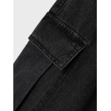 LMTD Liza Brede Lavtaljede Cargo Bukser - Black Denim