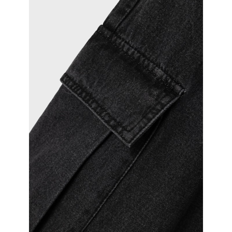 LMTD Liza Brede Lavtaljede Cargo Bukser - Black Denim