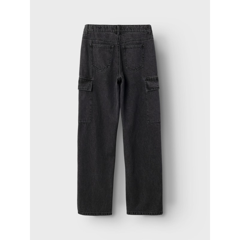 LMTD Liza Brede Lavtaljede Cargo Bukser - Black Denim