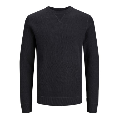 JACK & JONES Jprblucameron Knit Crew Neck Ch - Sort Onyx