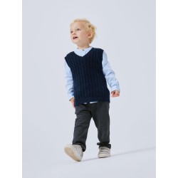 NAME IT Mini Ruso Strik Slipover Vest - Dark Sapphire