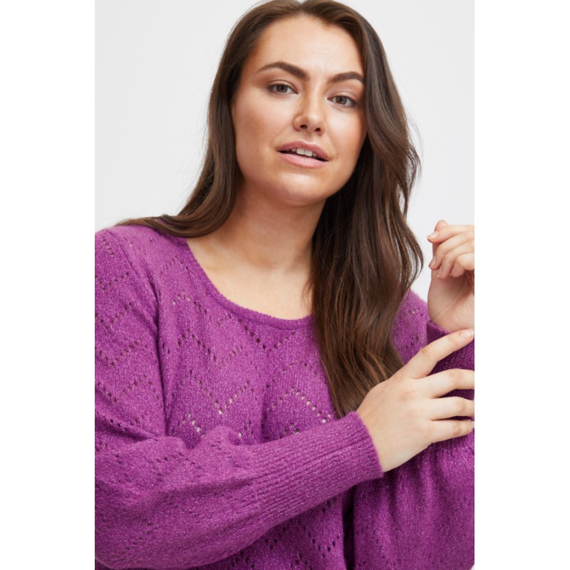 FRANSA PLUS Pullover Med Glimmer - Sparkling Grape