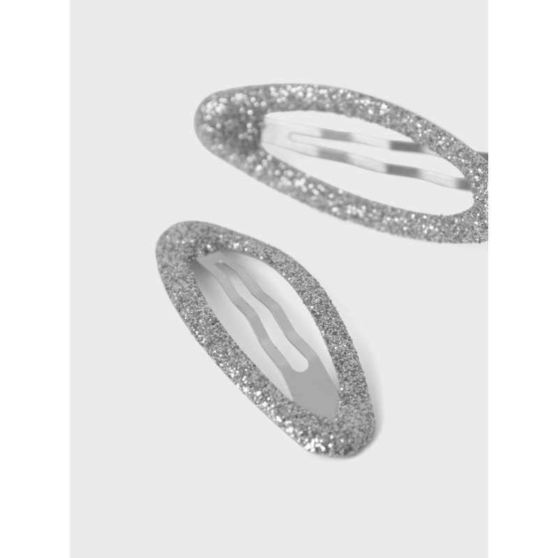 NAME IT Nkfacc-Reda 2P Glitter Hairclips - Silver Colour