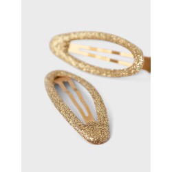 NAME IT  2-Pak Click Glimmer Hårspænder - Gold Colour