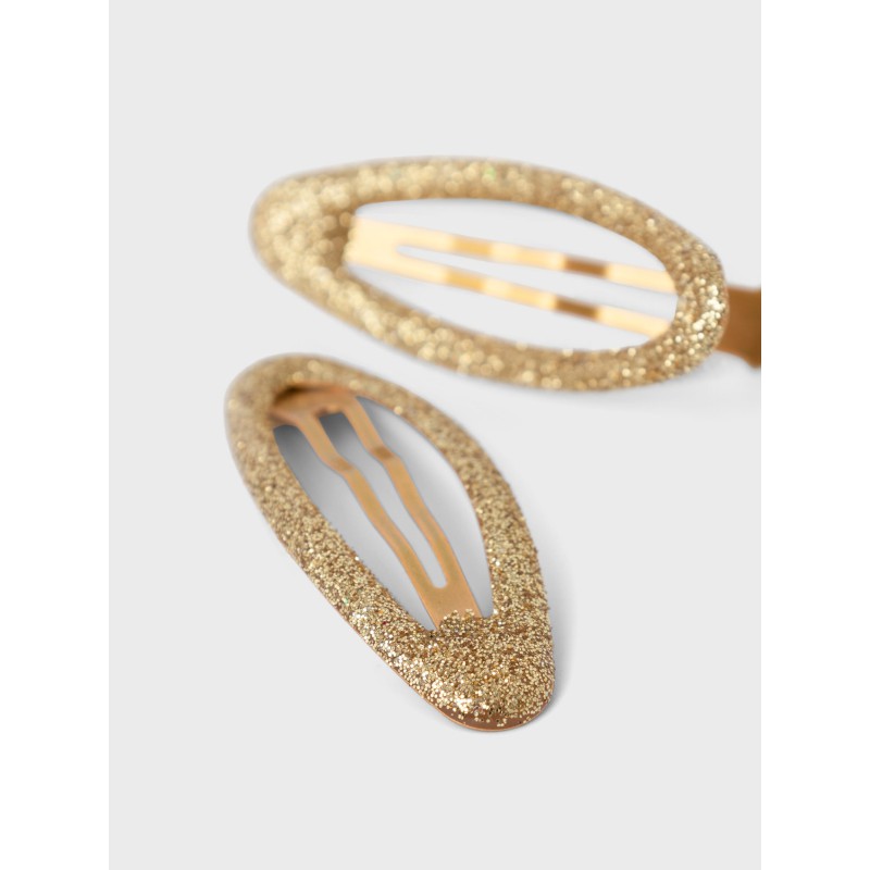 NAME IT  2-Pak Click Glimmer Hårspænder - Gold Colour